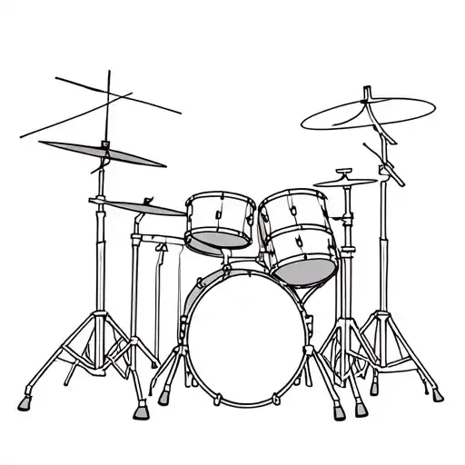 drum set with Christian cross with Alex fedorchuk in cursive tattoo design idea