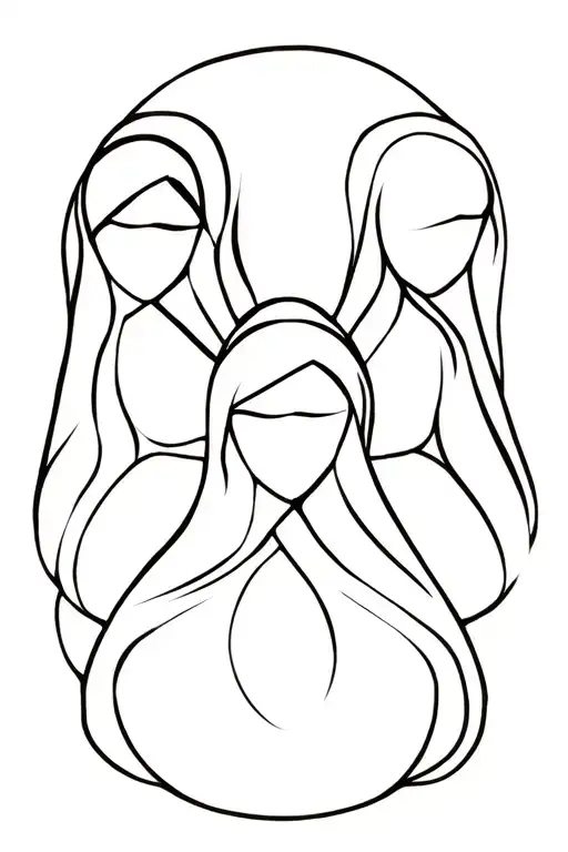 three babushkas, one inside the other, ending in the outer figure being a female silhouette or even more neutral silhoue tattoo design idea