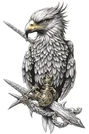 Snake wrapped sword eagle soaring tattoo design idea