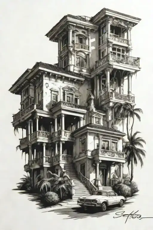 Scarface mansion tattoo design idea