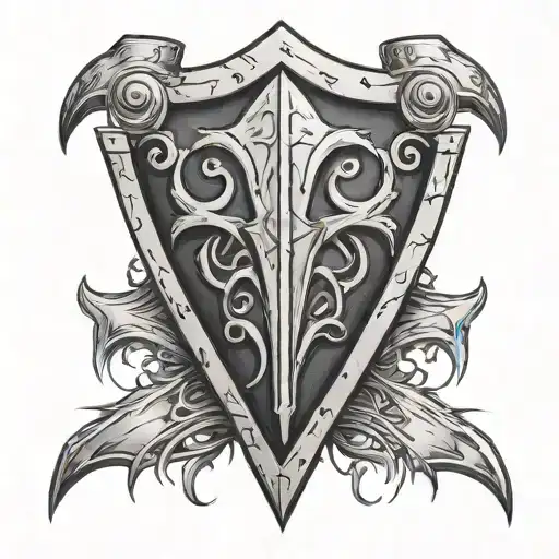 Cracked Realistic Kite Shield  tattoo design idea