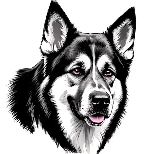 German Shepherd 1/4 husky mix named Murco tattoo design idea