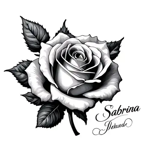 Rose with the name Sabrina  tattoo design idea