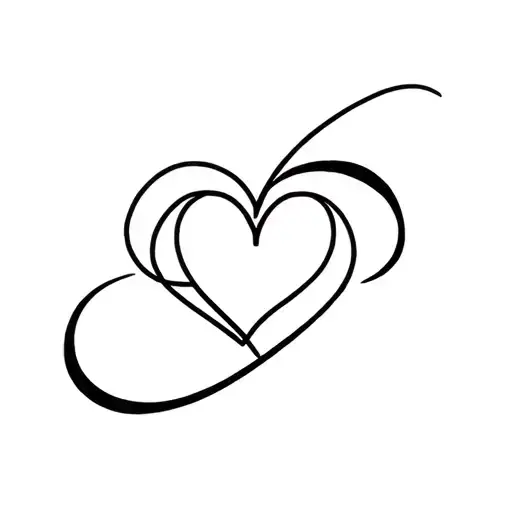 Minimalist heart tattoo with a protective curved line around it, symbolizing loyalty and protection, fine line art, mono tattoo design idea