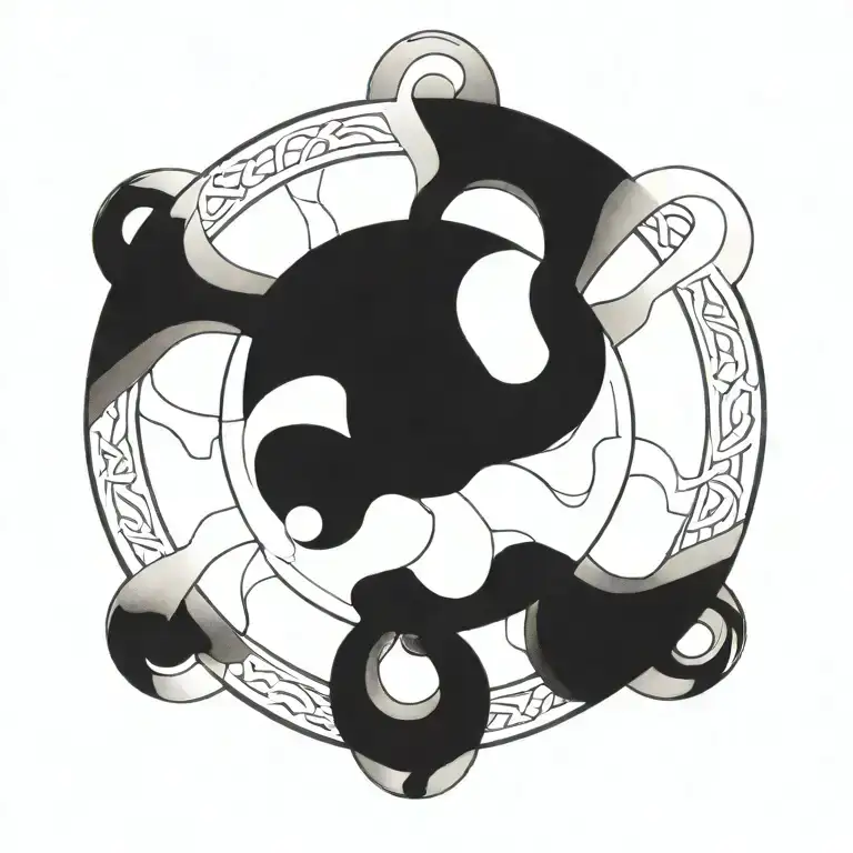 dharma wheel intertwined tattoo design idea