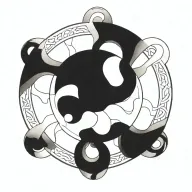dharma wheel intertwined tattoo design idea