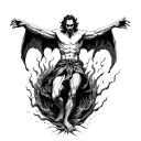 Lucifer falling into hell tattoo design idea