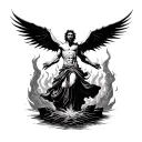 Lucifer falling into hell tattoo design idea