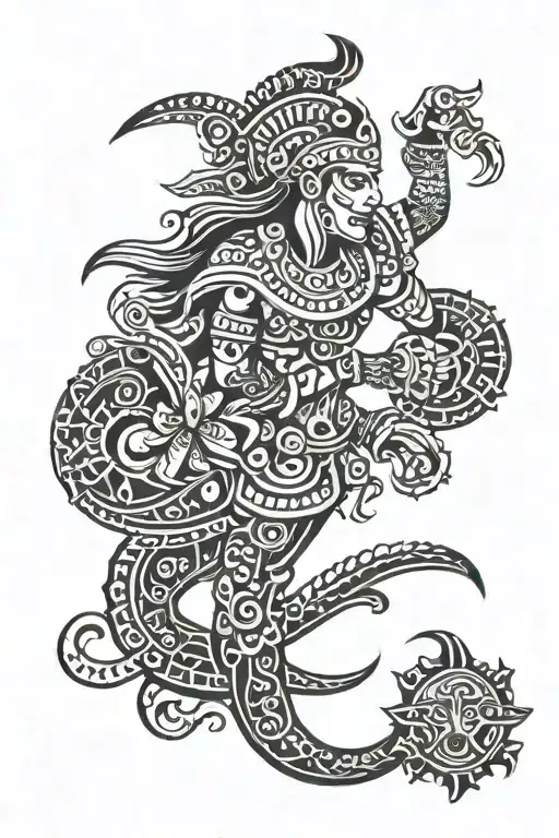 Aztec Tribal Tattoo of Aquarius tattoo design idea