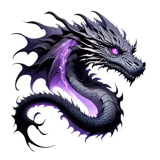 dragon in water eyes purple and mystic air in hell tattoo design idea