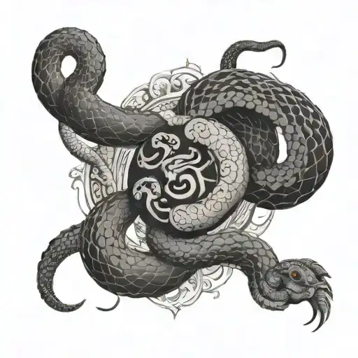 zodiac sign twins and snake tattoo design idea