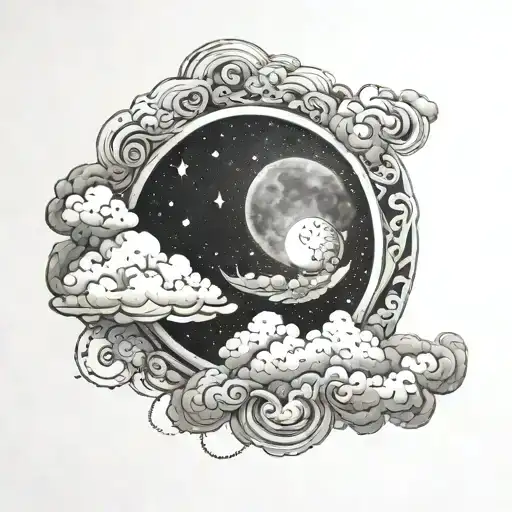 my name is Anjali and I'm Gemini and i love clouds and night sky tattoo design idea