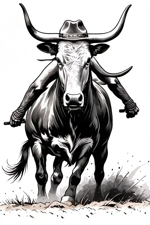 Texas longhorn Bull Rider tattoo design idea
