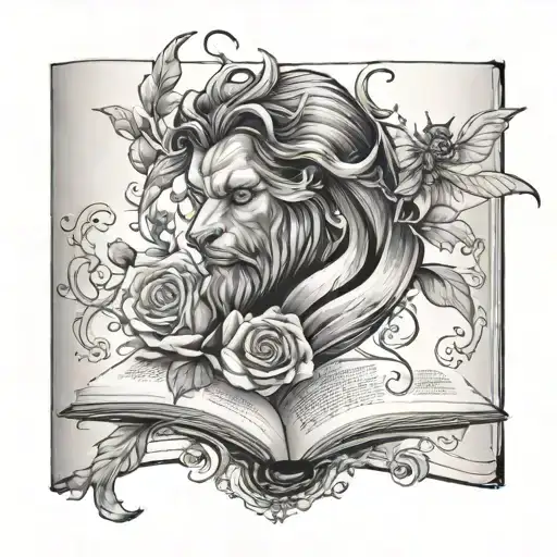 fine line book include Beauty and the beast and fourth wing tattoo design idea