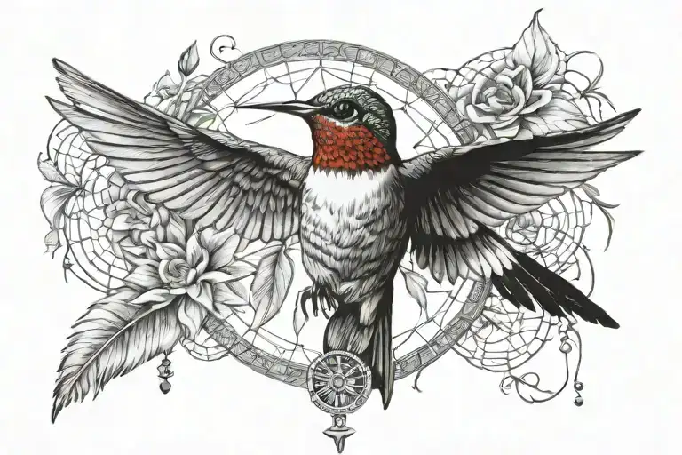 hummingbird dream catcher elvis tattoo design idea