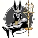 Anubis with Libra in hand tattoo design idea