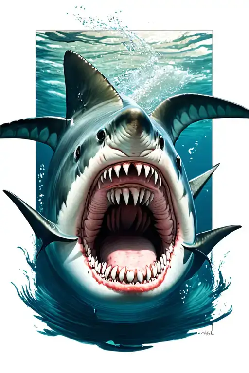 shark swimming tattoo design idea