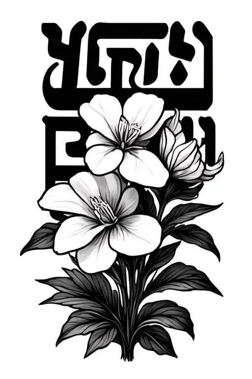 cyclamen flower growing around the Hebrew spelling of Yeshua tattoo design idea