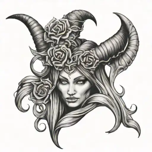 lilith horns tattoo design idea