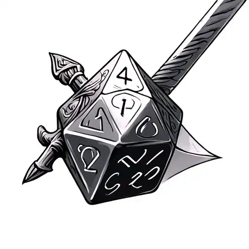 Dnd Dice sword tattoo design idea