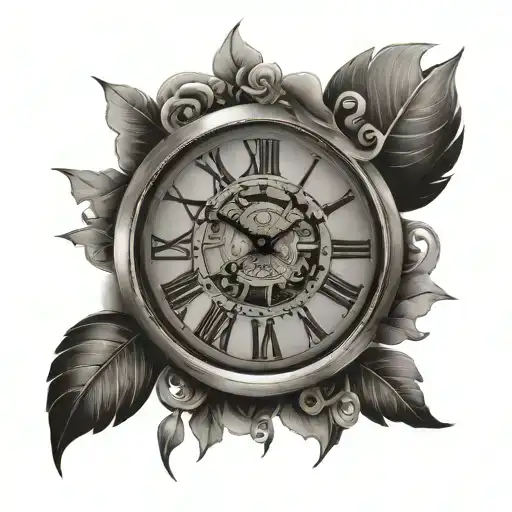 Roman numeral clock face tattoo design idea