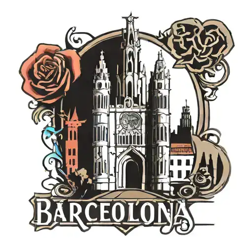 barcelona logo and building tattoo design idea