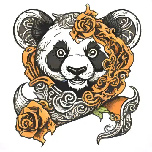 panda & squid wrapped tattoo design idea