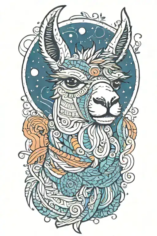llama knitting a blanket tattoo design idea