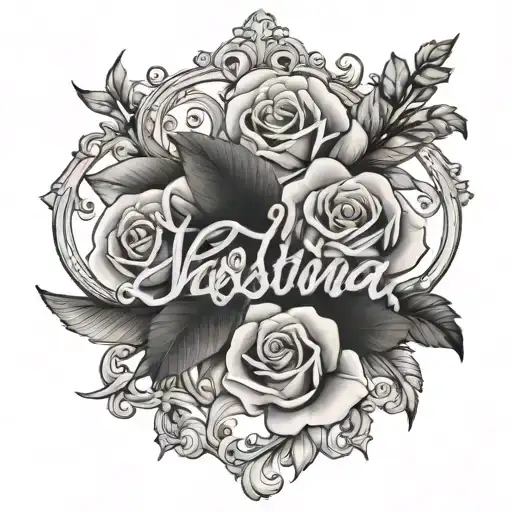 Celestina Antonieta Victoria name tattoo tattoo design idea