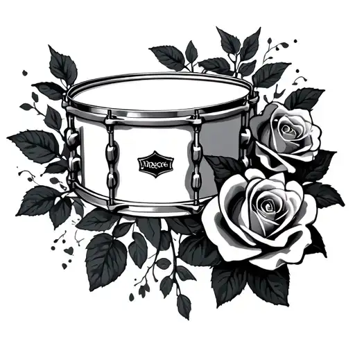 snare drum and roses tattoo design idea