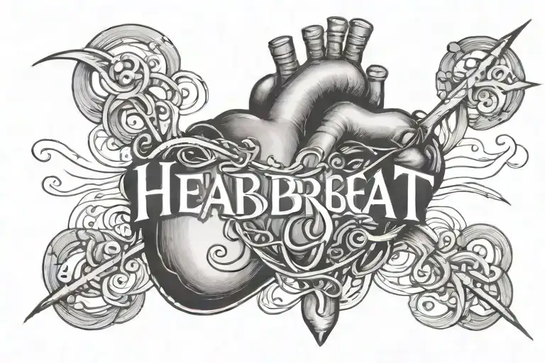 Name Heartbeat tattoo design idea