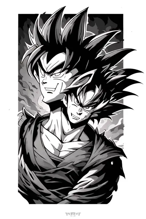 Akira and saint Michel and dragon ball tattoo design idea