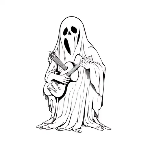 a ghost with a guitar tattoo design idea