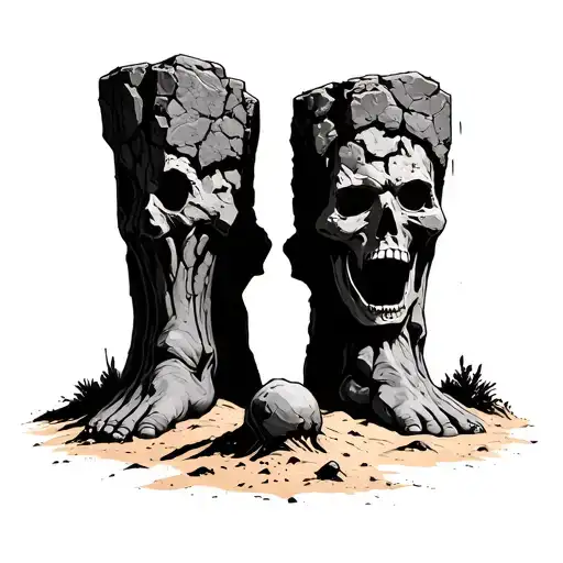 Two vast, trunkless legs of stone, Rise in the desert. Near them, in the sand, half covered, A destroyed face tattoo design idea