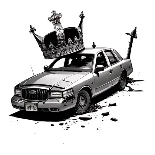 D With Crown Victoria P71 destroyed tattoo design idea