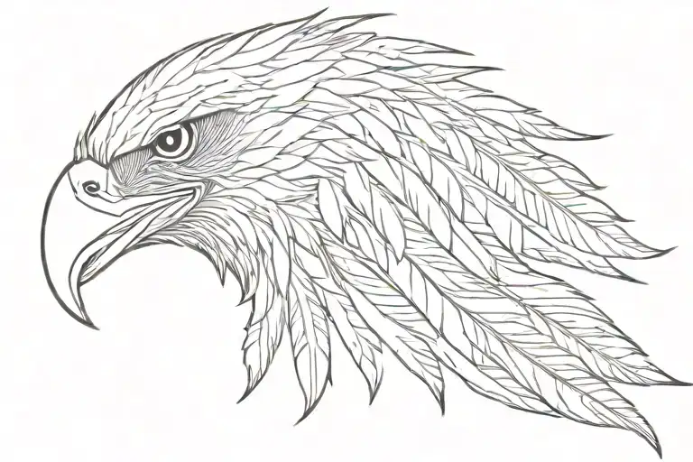 outlined eagle feather tattoo design idea