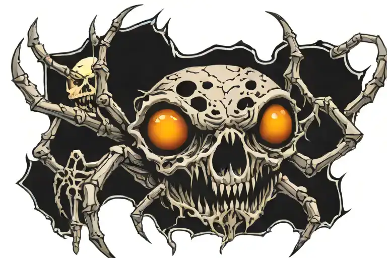spider skull bones eyes all over tattoo design idea