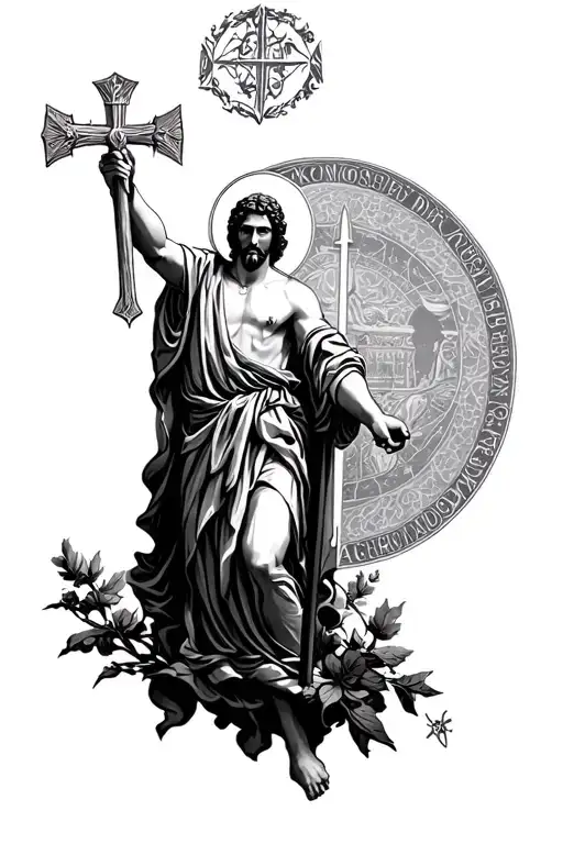st Christopher patron Saint tattoo design idea