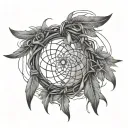dream catcher in chains breaking and bursting tattoo design idea