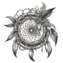 dream catcher in chains breaking and bursting tattoo design idea