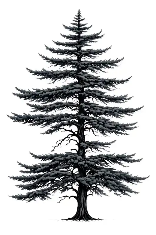 skinny evergreen tree tattoo design idea