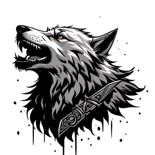 master chief war wounded wolf howling tattoo design idea