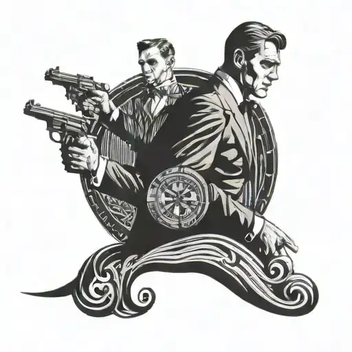 I want to have an art deco styled tattoo James Bond casino Royale themed with ‘do I look like a give a damn?’ tattoo design idea