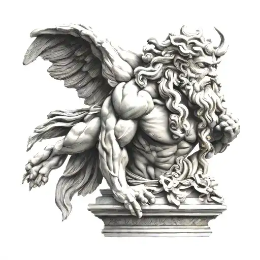 claw zeus statue tattoo design idea