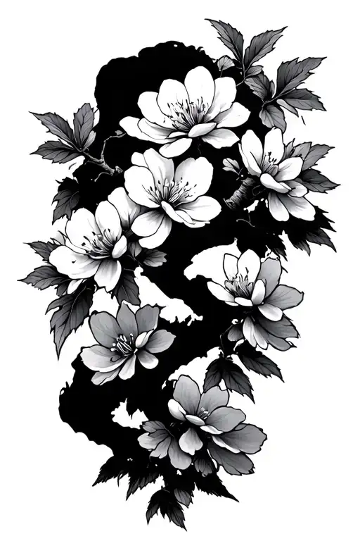 sakura branch tree tattoo design idea