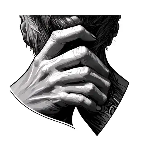 Hand Choking Neck tattoo design idea