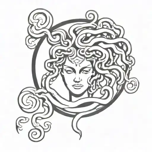 medusa and semicolon tattoo design idea
