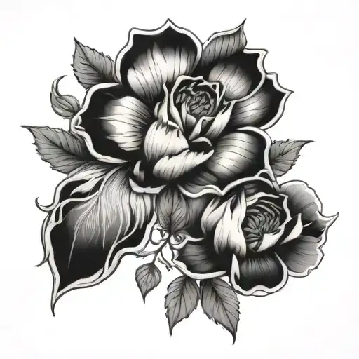bohemian flowers tattoo design idea