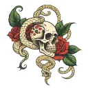 Skull Snake and rose tattoo tattoo design idea