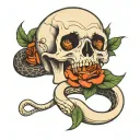 Skull Snake and rose tattoo tattoo design idea
